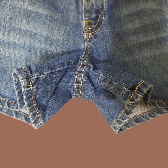 Y2K Low Rise Denim Shorts S Blue Green Camouflage Flap Pockets Jean Shorts 2000s - Picture 4 of 7